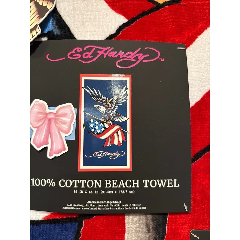 Ed Hardy Beach Towel-Navy Eagle